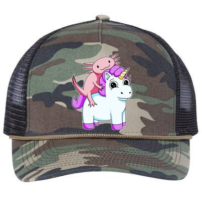 Axolotl Riding A Unicorn Funny Cute Retro Rope Trucker Hat Cap