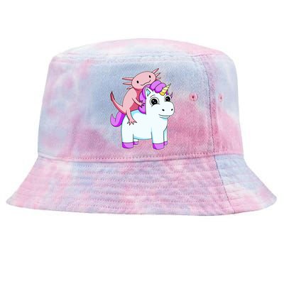 Axolotl Riding A Unicorn Funny Cute Tie-Dyed Bucket Hat