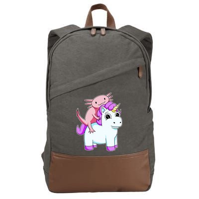 Axolotl Riding A Unicorn Funny Cute Cotton Canvas Backpack