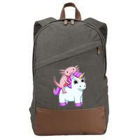Axolotl Riding A Unicorn Funny Cute Cotton Canvas Backpack