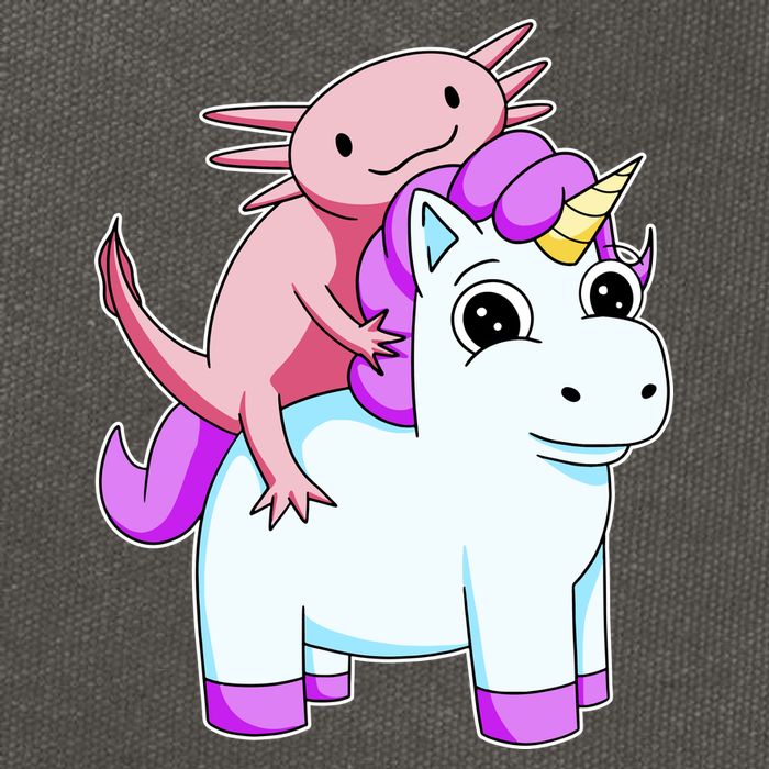 Axolotl Riding A Unicorn Funny Cute Cotton Canvas Backpack