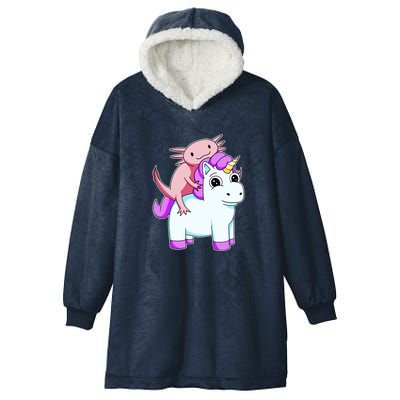 Axolotl Riding A Unicorn Funny Cute Hooded Wearable Blanket