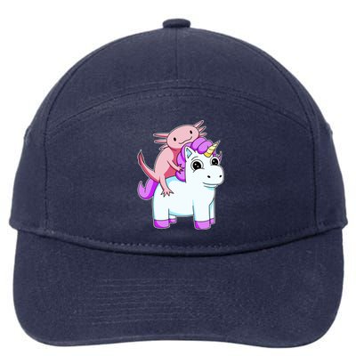 Axolotl Riding A Unicorn Funny Cute 7-Panel Snapback Hat