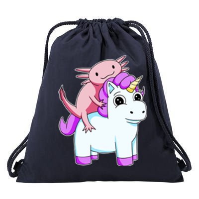 Axolotl Riding A Unicorn Funny Cute Drawstring Bag