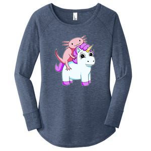 Axolotl Riding A Unicorn Funny Cute Women's Perfect Tri Tunic Long Sleeve Shirt