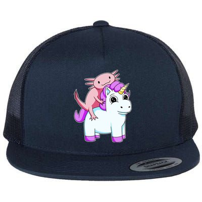 Axolotl Riding A Unicorn Funny Cute Flat Bill Trucker Hat