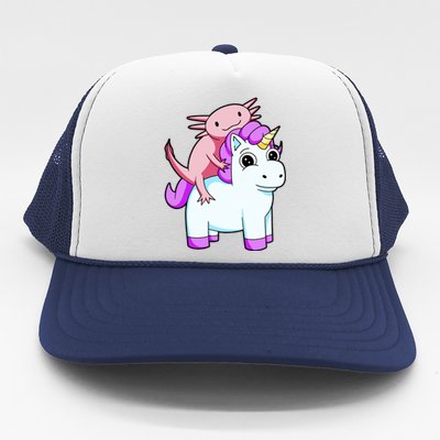 Axolotl Riding A Unicorn Funny Cute Trucker Hat