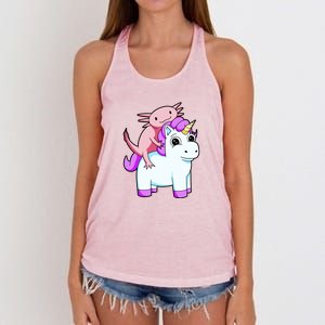 Axolotl Riding A Unicorn Funny Cute Women's Knotted Racerback Tank