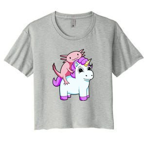 Axolotl Riding A Unicorn Funny Cute Women's Crop Top Tee