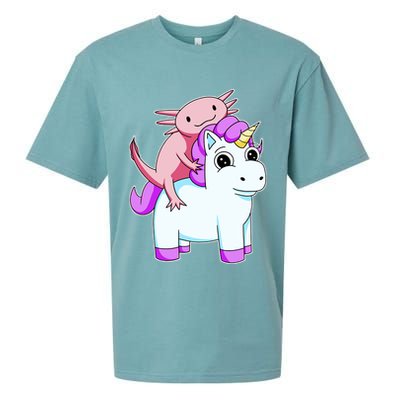 Axolotl Riding A Unicorn Funny Cute Sueded Cloud Jersey T-Shirt