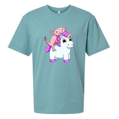 Axolotl Riding A Unicorn Funny Cute Sueded Cloud Jersey T-Shirt