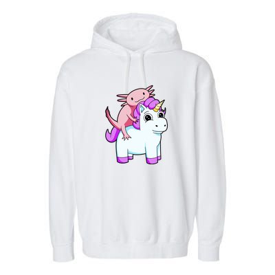 Axolotl Riding A Unicorn Funny Cute Garment-Dyed Fleece Hoodie