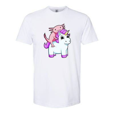 Axolotl Riding A Unicorn Funny Cute Softstyle® CVC T-Shirt