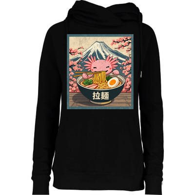 Axolotl Ramen Anime  Womens Funnel Neck Pullover Hood