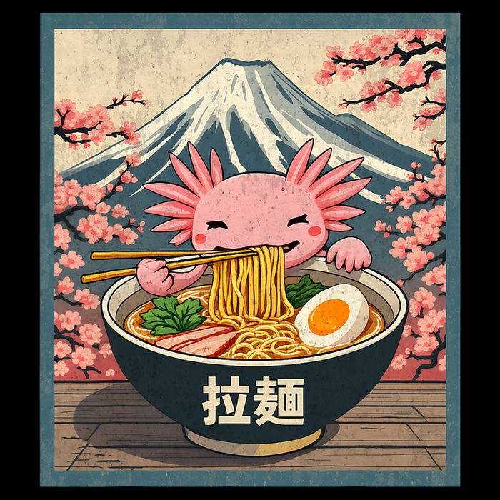Axolotl Ramen Anime  Cropped Pullover Crew