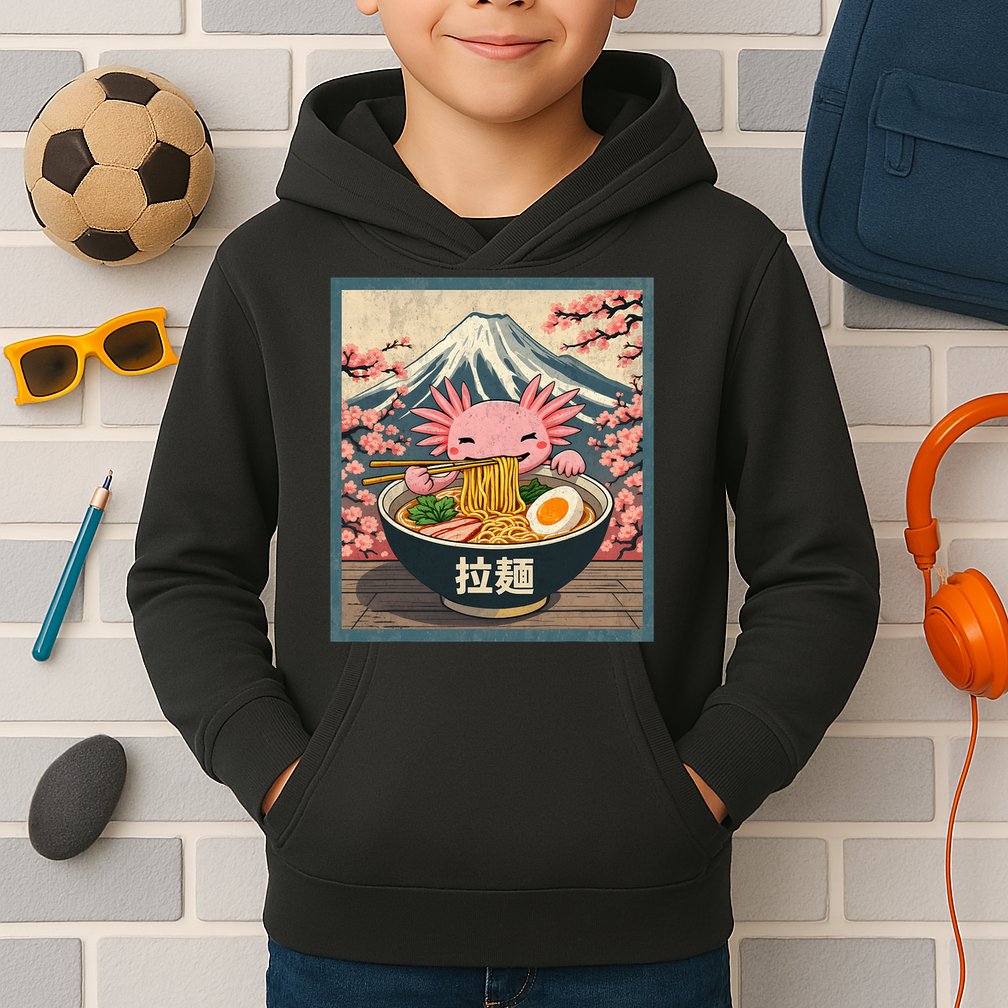 Axolotl Ramen Anime  Kids Hoodie