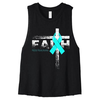 Addiction Recovery Awareness Christian Faith & Cross Women's Racerback Cropped Tank