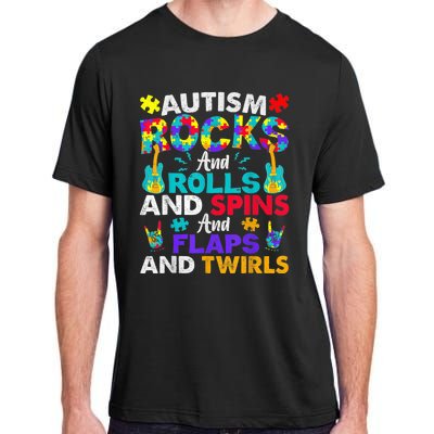 Autism Rocks And Rolls Funny Autism Awareness Month Shirt Adult ChromaSoft Performance T-Shirt