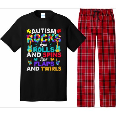 Autism Rocks And Rolls Funny Autism Awareness Month Shirt Pajama Set