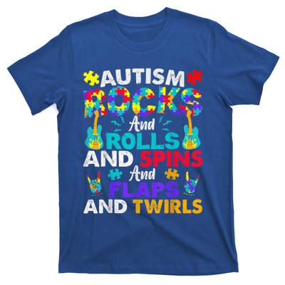 Autism Rocks And Rolls Funny Autism Awareness Month Shirt T-Shirt