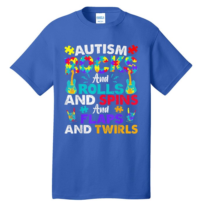 Autism Rocks And Rolls Funny Autism Awareness Month Shirt Tall T-Shirt