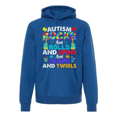 Autism Rocks And Rolls Funny Autism Awareness Month Shirt Premium Hoodie