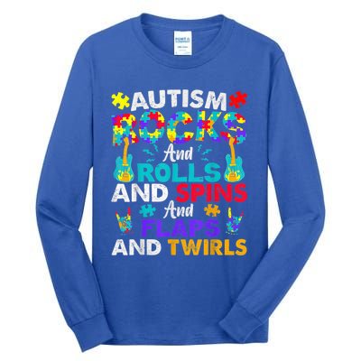 Autism Rocks And Rolls Funny Autism Awareness Month Shirt Tall Long Sleeve T-Shirt