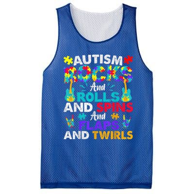 Autism Rocks And Rolls Funny Autism Awareness Month Shirt Mesh Reversible Basketball Jersey Tank