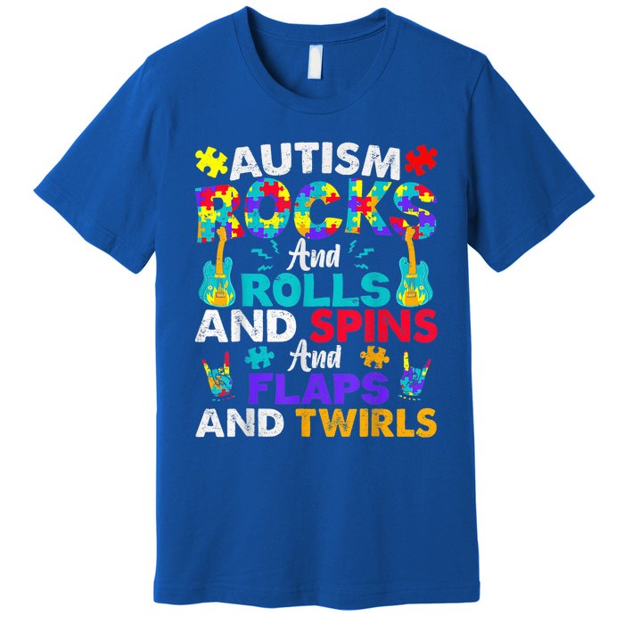 Autism Rocks And Rolls Funny Autism Awareness Month Shirt Premium T-Shirt