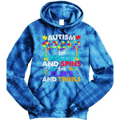 Autism Rocks And Rolls Funny Autism Awareness Month Shirt Tie Dye Hoodie