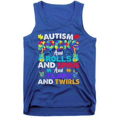 Autism Rocks And Rolls Funny Autism Awareness Month Shirt Tank Top