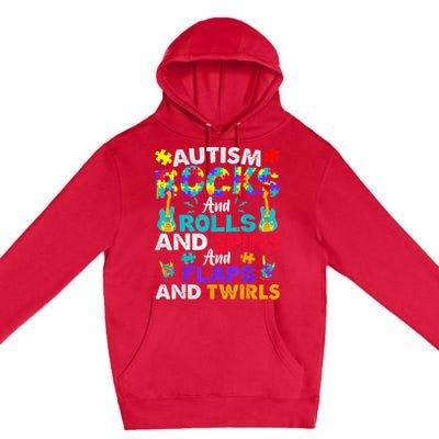 Autism Rocks And Rolls Funny Autism Awareness Month Shirt Premium Pullover Hoodie