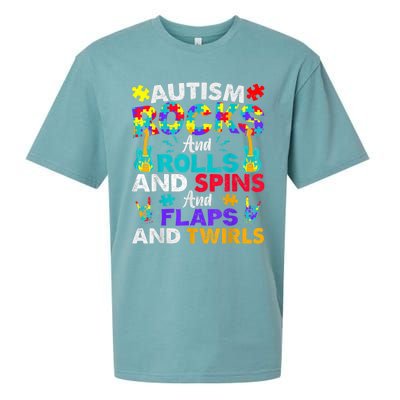 Autism Rocks And Rolls Funny Autism Awareness Month Shirt Sueded Cloud Jersey T-Shirt