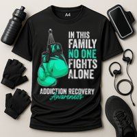 Addiction Recovery Awareness Month Gloves Teal Ribbon Cooling Performance Crew T-Shirt