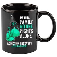 Addiction Recovery Awareness Month Gloves Teal Ribbon 11oz C Handle Ceramic Mug