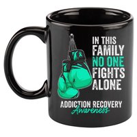 Addiction Recovery Awareness Month Gloves Teal Ribbon 11oz C Handle Ceramic Mug