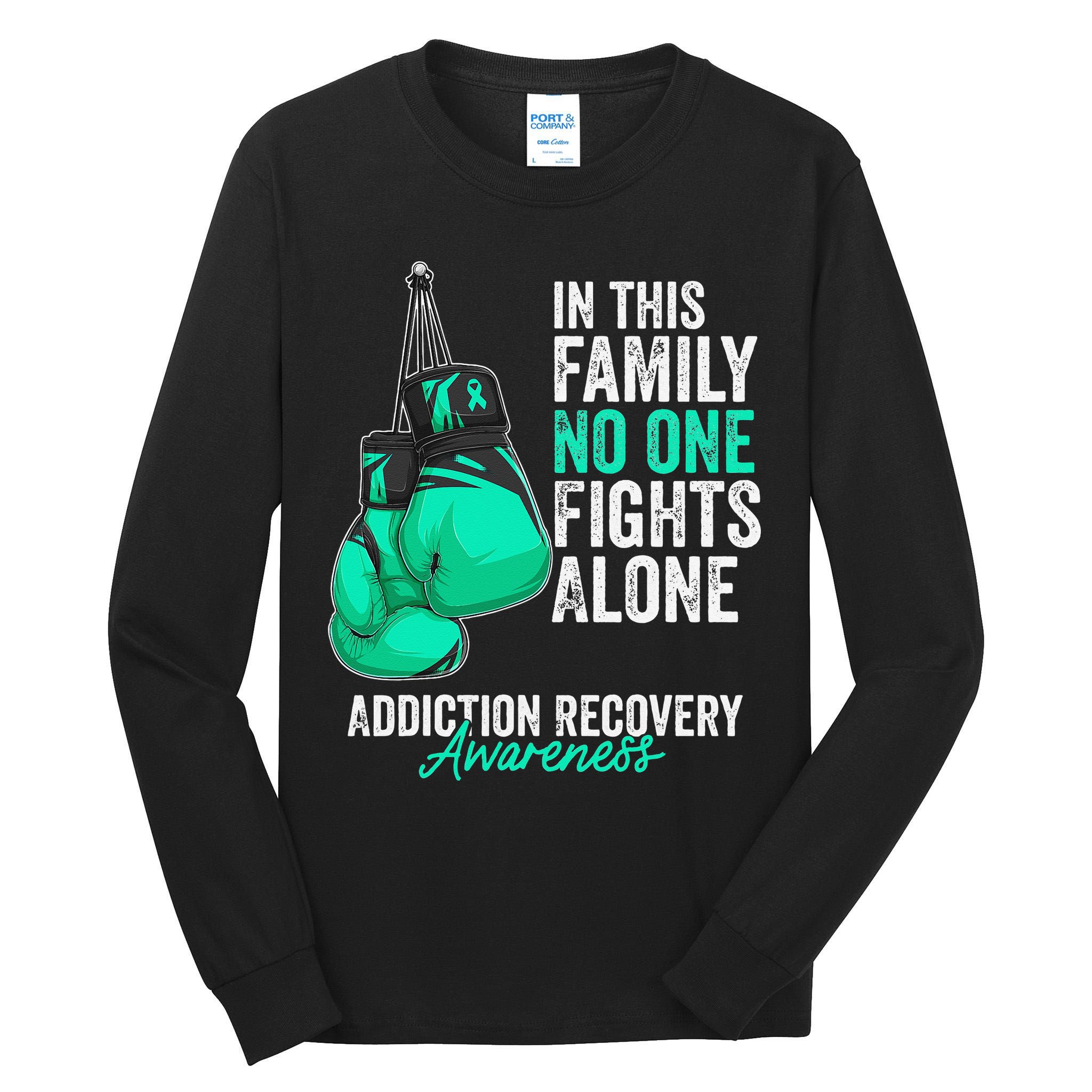 Addiction Recovery Awareness Month Gloves Teal Ribbon Tall Long Sleeve T-Shirt