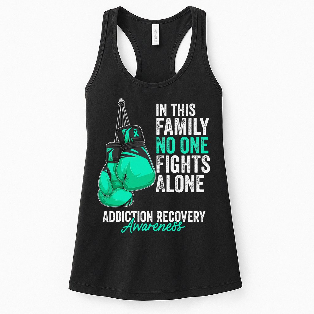 Addiction Recovery Awareness Month Gloves Teal Ribbon Womens Tank Top