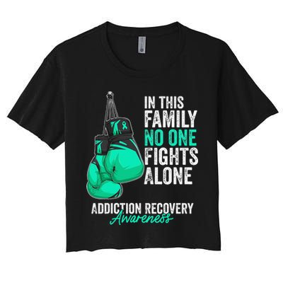 Addiction Recovery Awareness Month Gloves Teal Ribbon Crop Top