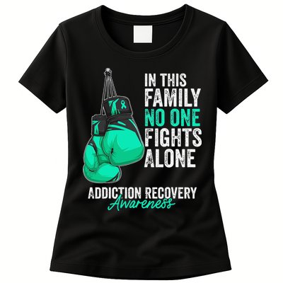 Addiction Recovery Awareness Month Gloves Teal Ribbon Womens T-Shirt