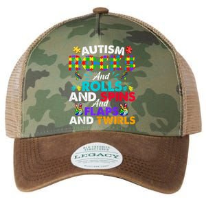 Autism Rocks And Rolls Funny Autism Awareness Month Legacy Tie Dye Trucker Hat