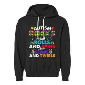 Autism Rocks And Rolls Funny Autism Awareness Month Garment-Dyed Fleece Hoodie