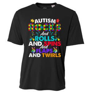 Autism Rocks And Rolls Funny Autism Awareness Month Cooling Performance Crew T-Shirt