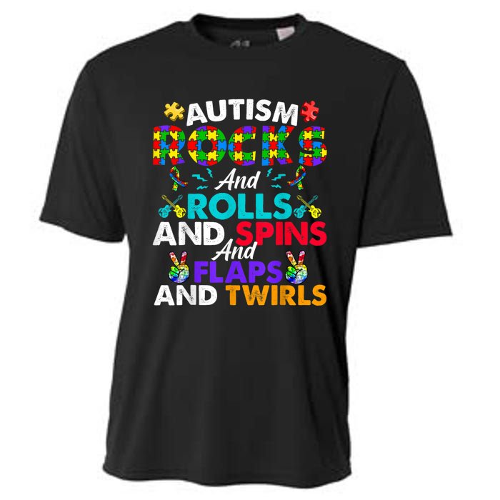 Autism Rocks And Rolls Funny Autism Awareness Month Cooling Performance Crew T-Shirt