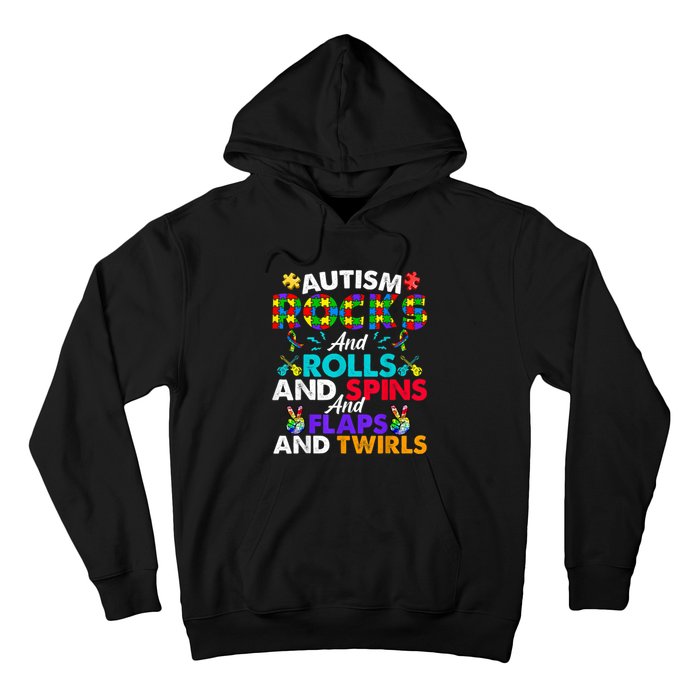 Autism Rocks And Rolls Funny Autism Awareness Month Hoodie