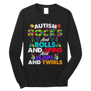 Autism Rocks And Rolls Funny Autism Awareness Month Long Sleeve Shirt