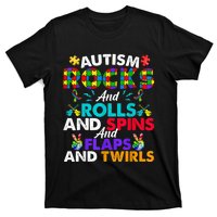 Autism Rocks And Rolls Funny Autism Awareness Month T-Shirt