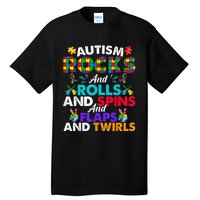 Autism Rocks And Rolls Funny Autism Awareness Month Tall T-Shirt