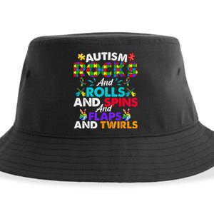 Autism Rocks And Rolls Funny Autism Awareness Month Sustainable Bucket Hat