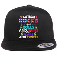 Autism Rocks And Rolls Funny Autism Awareness Month Flat Bill Trucker Hat